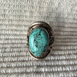 Turquoise ring, sterling silver, custom made by W. Haley. Gorgeous workmanship